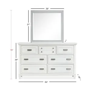 Charleston White Dove And Harbor Gray White Drawer Dresser With Grey Landscape Mirror