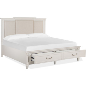 Willowbrook Egg Shell White California King Panel Upholstered Storage Bed