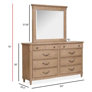 Harmony Heights Belgium Wheat Double Drawer Dresser With Landscape Mirror