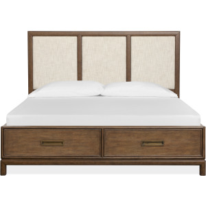 Ridgefield Russet Queen Upholstered Panel Storage Bed