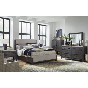 Plum Creek Ravenwood Black Queen Upholstered Panel Bed