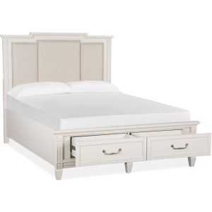 Willowbrook Egg Shell White Queen Panel Upholstered Storage Bed