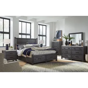 Plum Creek Ravenwood Black California King Panel Storage Bed