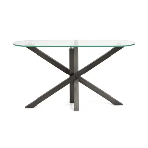 Jax Carbon Shadow And Chrome Oval Sofa Table
