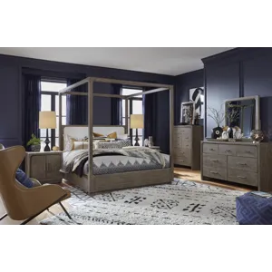 Westbourne Dark Umber Queen Upholstered Poster Bed
