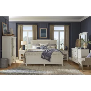 Willowbrook Egg Shell White California King Panel Upholstered Bed