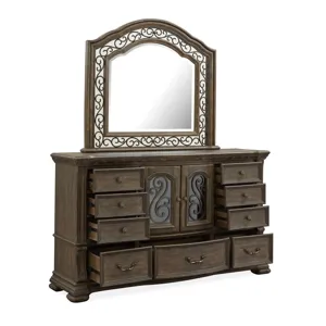 Durango Willadeene Brown Drawer Dresser With Shaped Mirror
