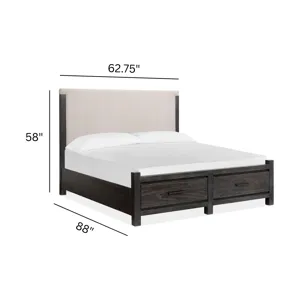 Plum Creek Ravenwood Black Queen Upholstered Panel Storage Bed