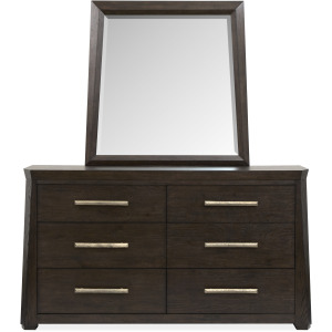 Tauren Coffee Bean Double Drawer Dresser With Shaped Mirror