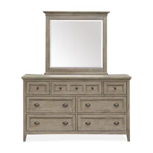 Paxton Place Dovetail Grey Drawer Dresser With Landscape Mirror