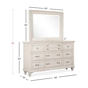 Newport Alabaster Drawer Dresser With Landscape Mirror