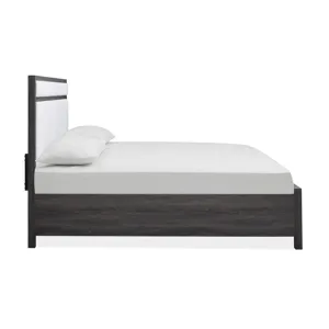 Merrifield Raisin Black Queen Upholstered Panel Bed
