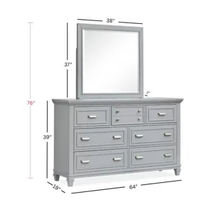Charleston Harbor Gray Grey Drawer Dresser With Landscape Mirror