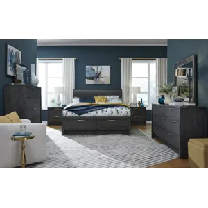 Kinsley Black Heron Queen Panel Storage Bed