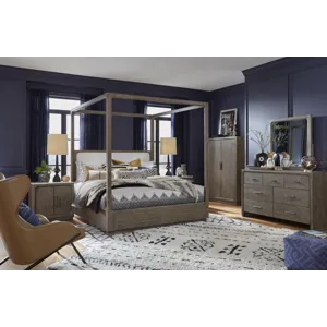 Westbourne Dark Umber Queen Upholstered Poster Bed