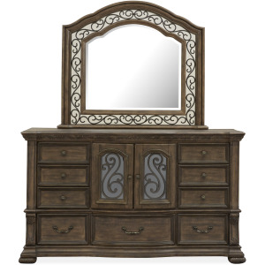 Durango Willadeene Brown Drawer Dresser With Shaped Mirror