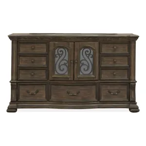 Durango Willadeene Brown Drawer Dresser With Shaped Mirror