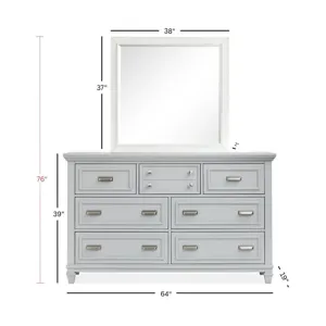 Charleston Harbor Gray And White Dove Grey Drawer Dresser With White Landscape Mirror