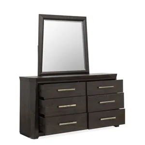 Tauren Coffee Bean Double Drawer Dresser With Shaped Mirror