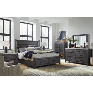 Plum Creek Ravenwood Black California King Panel Storage Bed