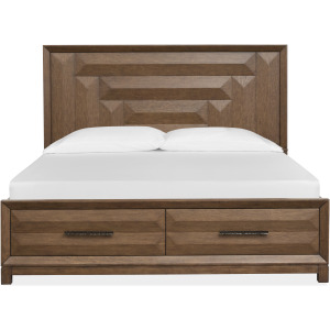 Callisto Bourbon Brown Queen Panel Storage Bed