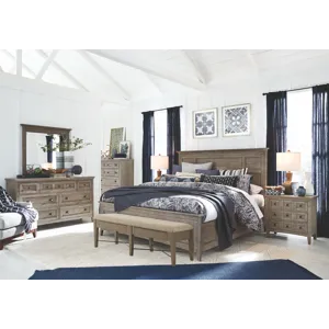 Paxton Place Dovetail Grey Drawer Dresser With Landscape Mirror
