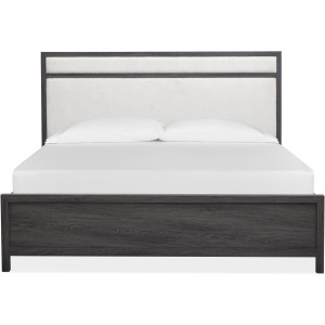 Merrifield Raisin Black Queen Upholstered Panel Bed