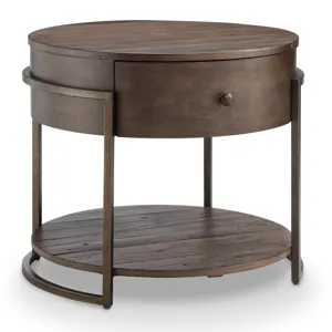 Kirkwood Rustic Dark Whiskey Reclaimed Wood Round Accent Table