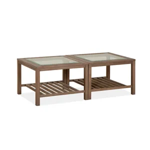 Darwin Wood Bunching Cocktail Table w/Glass Top KD