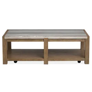 Plum Creek - LT. Brown Rectangular Cocktail Table w/Casters