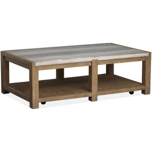 Plum Creek - LT. Brown Rectangular Cocktail Table w/Casters