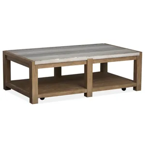 Plum Creek - LT. Brown Rectangular Cocktail Table w/Casters