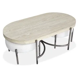 Jennings Oval Cocktail Table w/2 Ottomans (Uph. Seat)