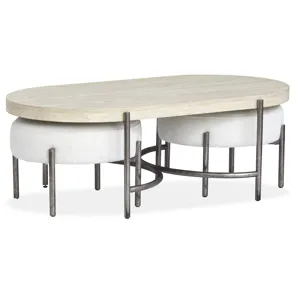 Jennings Oval Cocktail Table w/2 Ottomans (Uph. Seat)