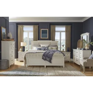 Willowbrook Egg Shell White California King Panel Upholstered Bed