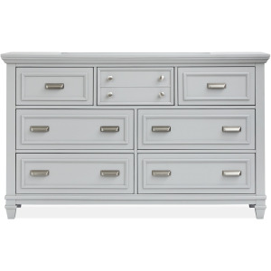 Charleston Harbor Gray And White Dove Grey Drawer Dresser With White Landscape Mirror