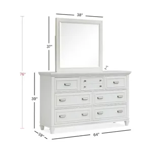 Charleston White Dove White Drawer Dresser With Landscape Mirror