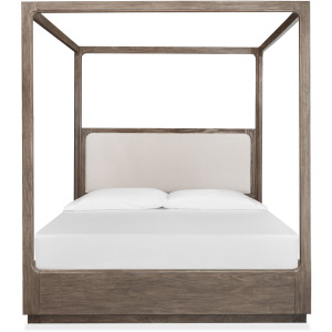Westbourne Dark Umber Queen Upholstered Poster Bed