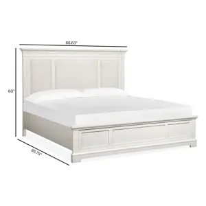 Kingston Whisper White And Cerused Nutmeg Queen Upholstered Panel Bed