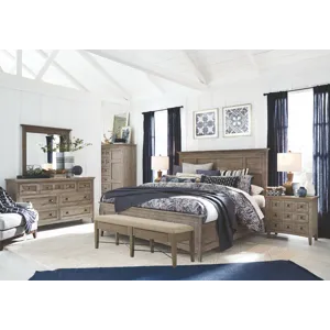 Paxton Place Dovetail Grey Drawer Dresser With Landscape Mirror