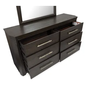 Tauren Coffee Bean Double Drawer Dresser With Shaped Mirror