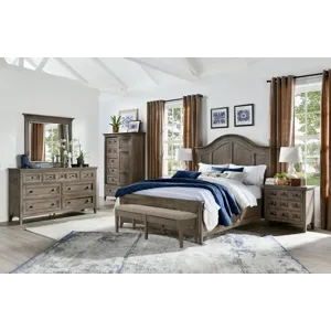 Paxton Place Dovetail Grey Drawer Dresser With Landscape Mirror