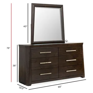 Tauren Coffee Bean Double Drawer Dresser With Shaped Mirror