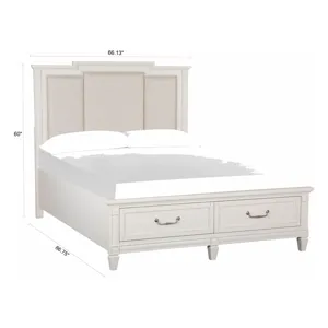 Willowbrook Egg Shell White Queen Panel Upholstered Storage Bed