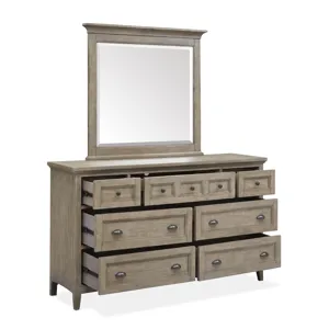 Paxton Place Dovetail Grey Drawer Dresser With Landscape Mirror