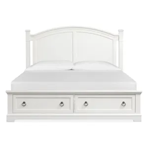 Kingston Whisper White And Cerused Nutmeg California King Panel Storage Bed