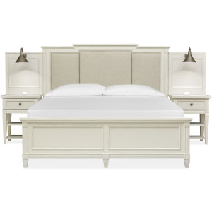 Willowbrook Egg Shell White Queen Upholstered Wall Panel Bed