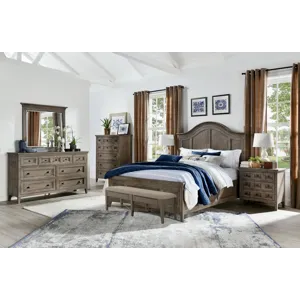 Paxton Place Dovetail Grey Drawer Dresser With Landscape Mirror