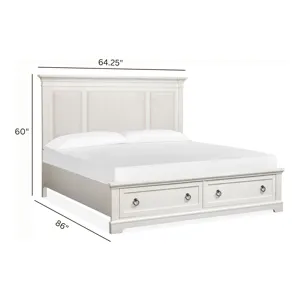 Kingston Whisper White And Cerused Nutmeg Queen Upholstered Panel Storage Bed
