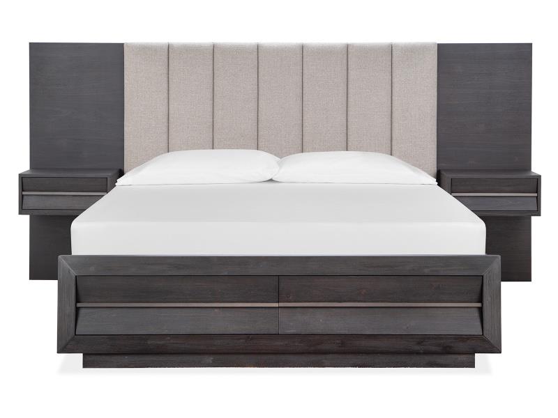 Wentworth Village Complete King Wall Upholstered Bed w/Storage